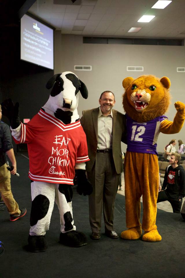 President Bridges Poses With Cow and Judah